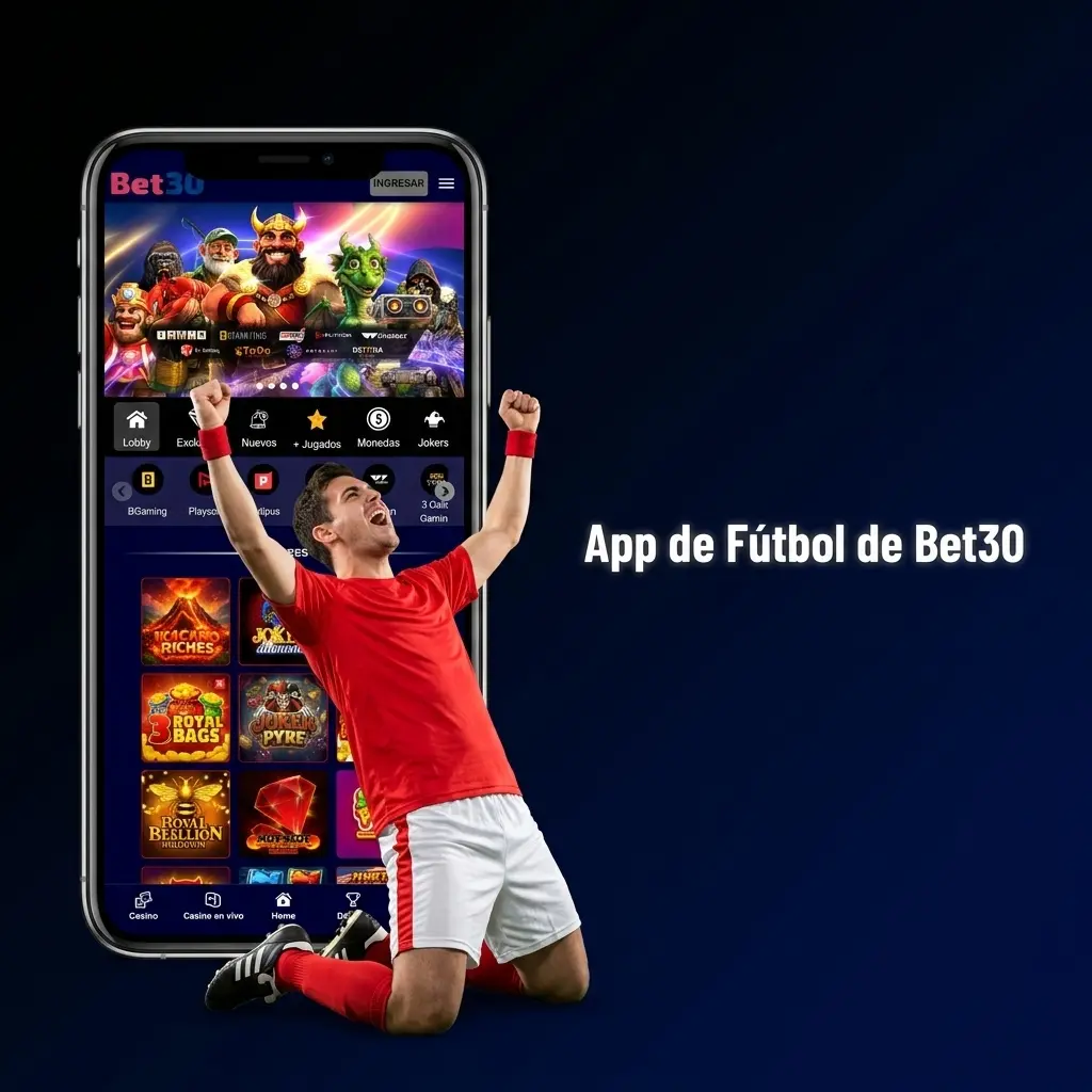 App móvil Bet30 para apuestas de fútbol en Android e iOS con cuotas en vivo y boleto de apuestas